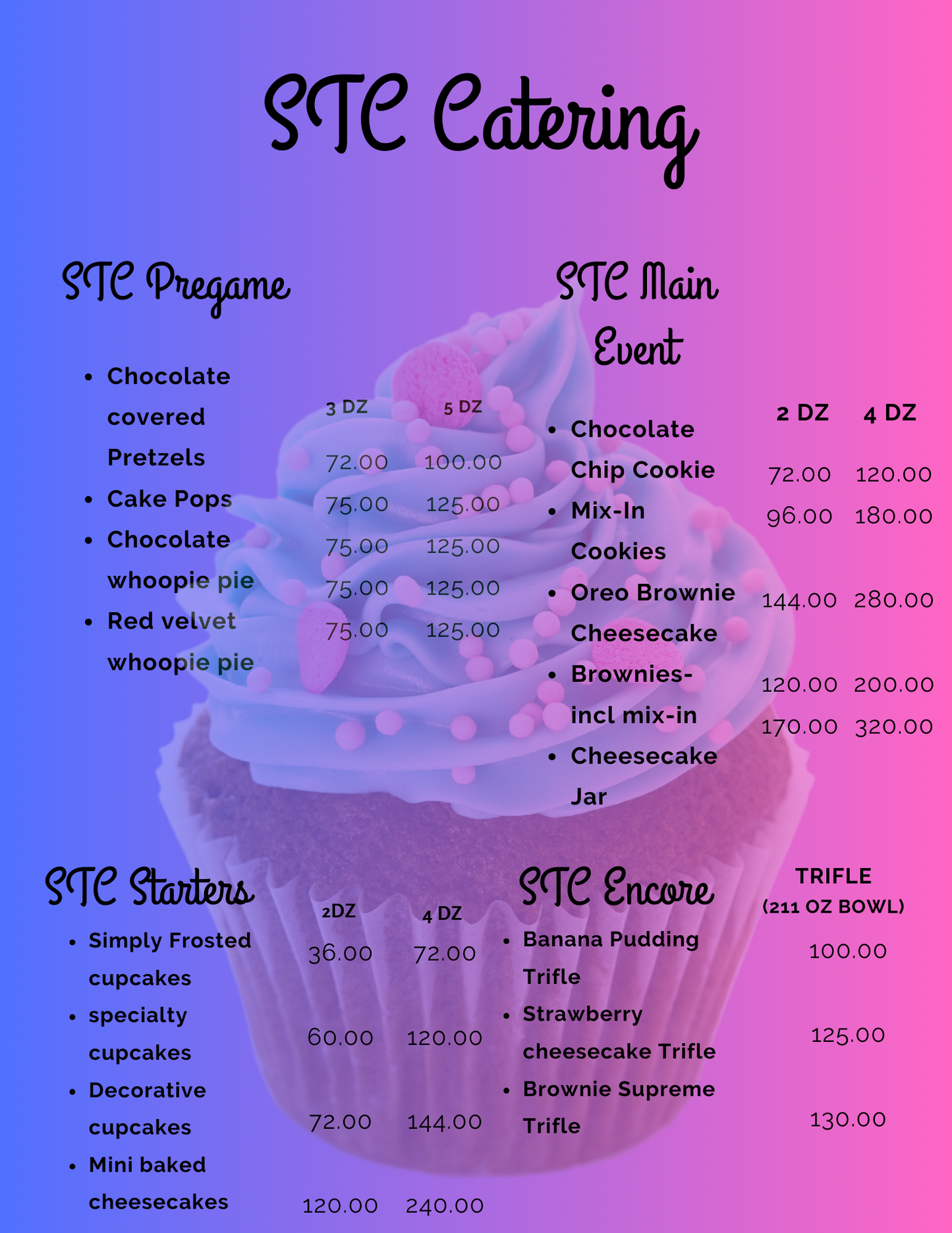 Taste of Sweet Thangz: Catering Creations Menu